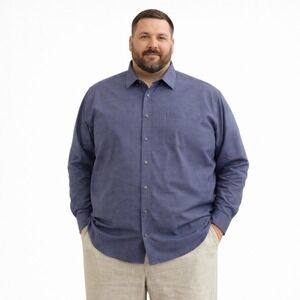 Proper Cloth Men's Blue Plaid Light Flannel Shirt 19 / 37.5 Cotton Long Sleeve